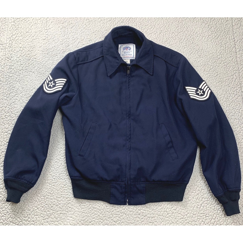 Vintage USAF Military Jacket Mens 42R Blue‎ Wool Bomber DSCP Wings Air Force